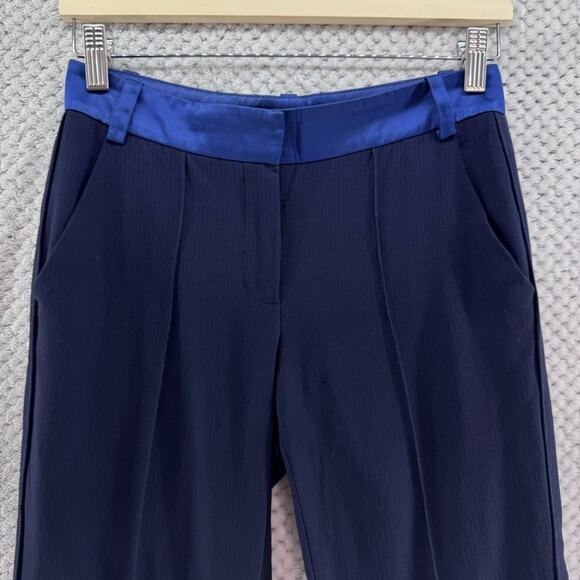 Maje Pants Womens EU34 Blue Slim Straight Mid Rise Pintuck Career Workwear - Picture 3 of 15